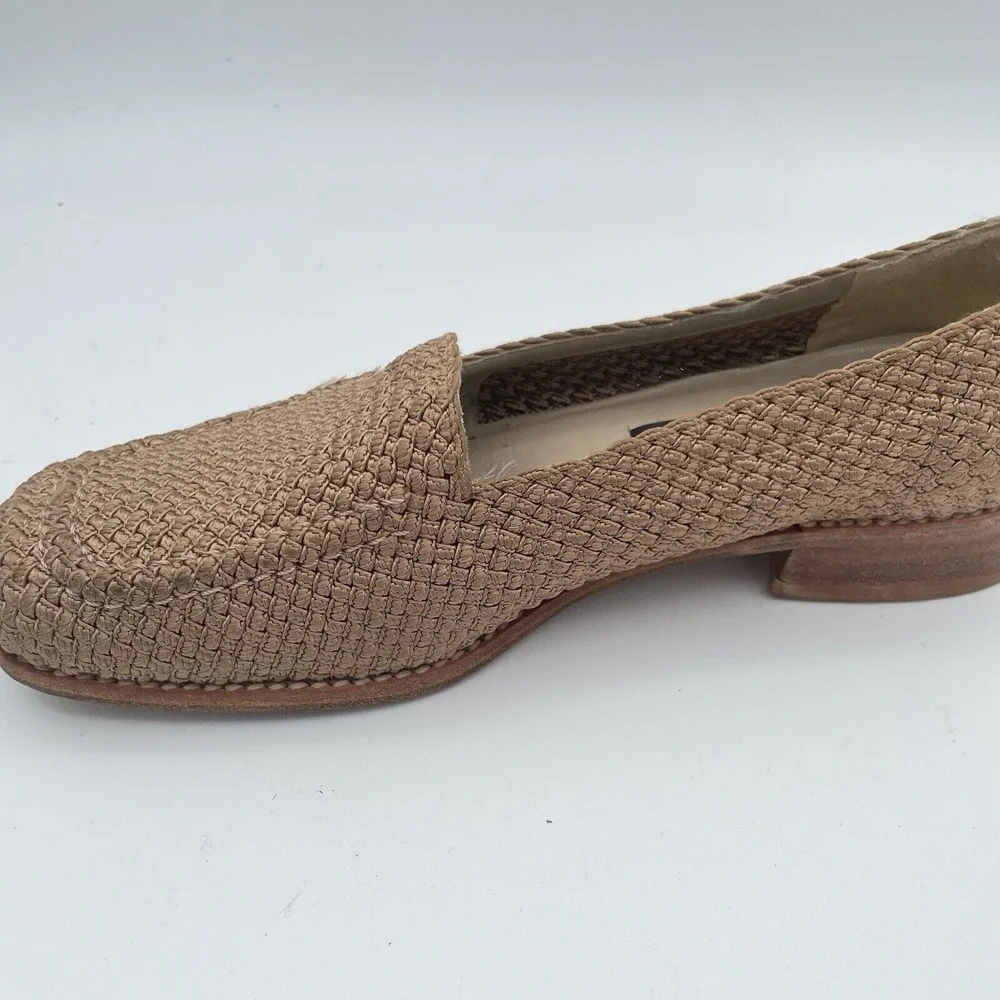 Stuart Weitzman‎ Loafers Womens Size 6 M Taupe Woven Cord Flexible Slip-On Shoes
